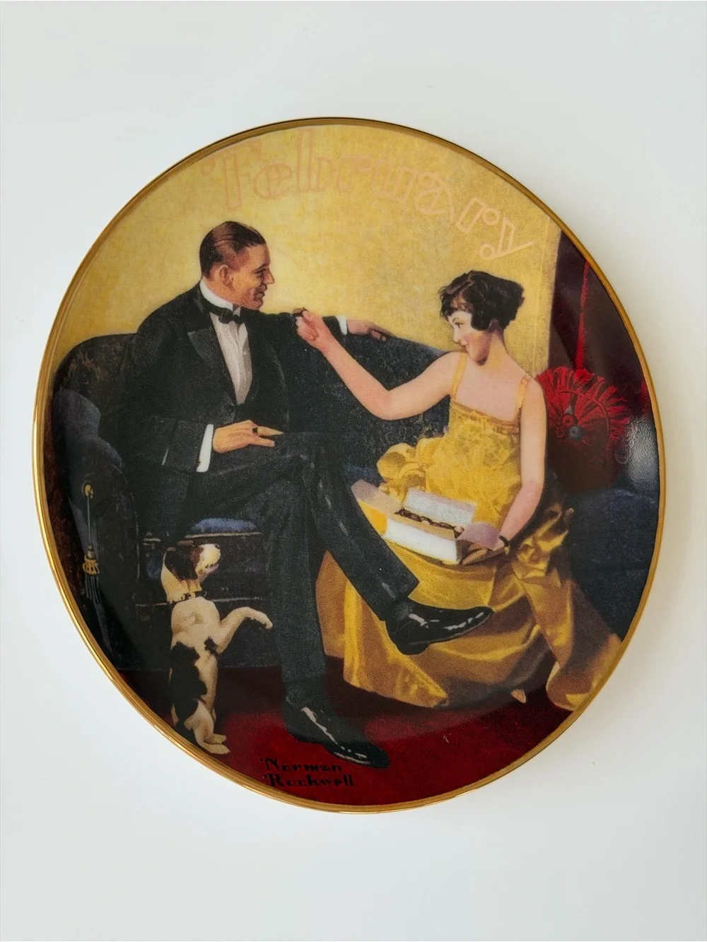 The Bradford Exchange Norman Rockwell “February: Flirting in the Parlor” Plate